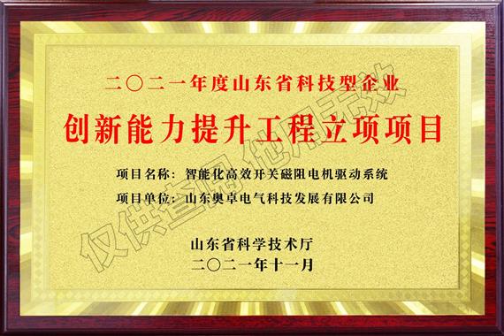 山東省科技型企業(yè)創(chuàng)新能力提升工程立項項目